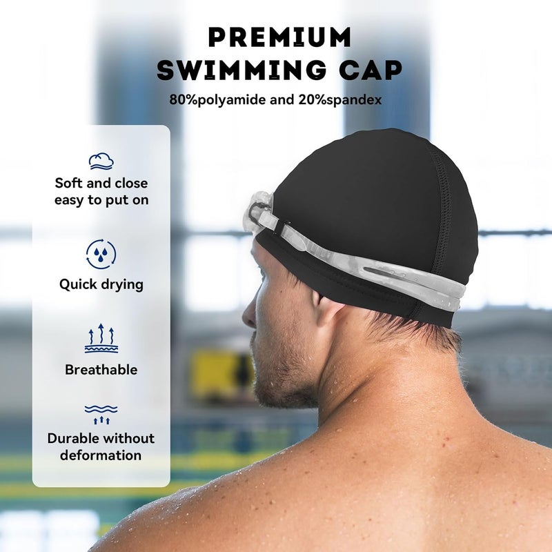 Kinwor Swim Cap for Men Women Adult, High Stretch Fabric Swim Cap, Swimming Caps Non-Waterproof - Image 2
